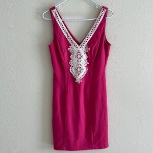 Eliza J Lace Trim Sleeveless Sheath Pink Dress